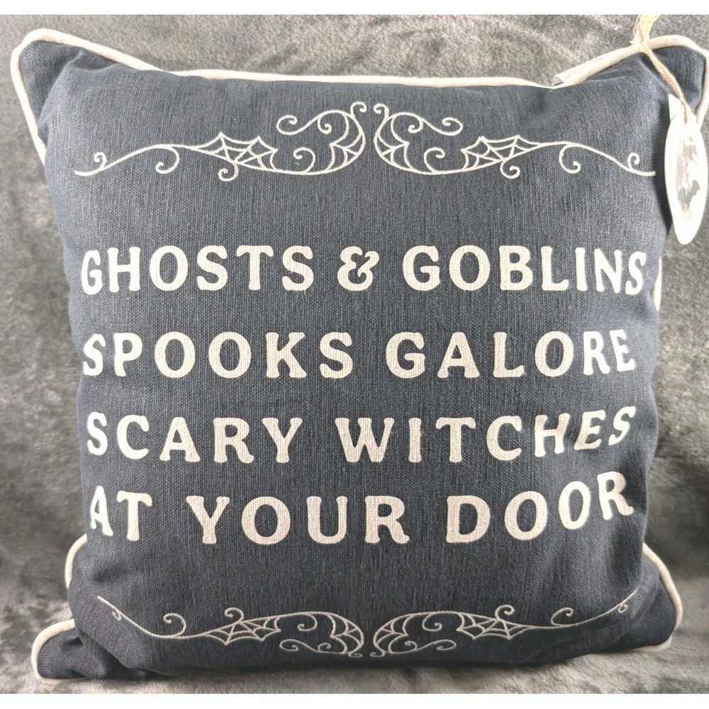 Full Moon Home Halloween‎ Pillow 16" Ghosts Goblins Spooks Witches Cotton...